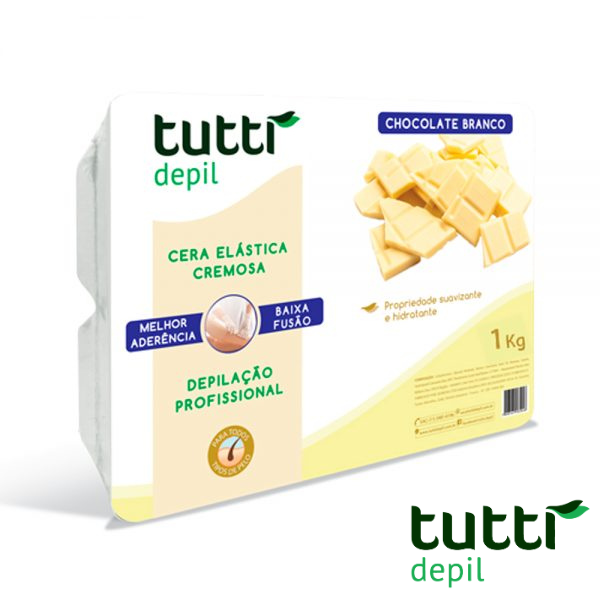 Cera Elástica Tutti Depil Chocolate Branco para Depilação Profissional