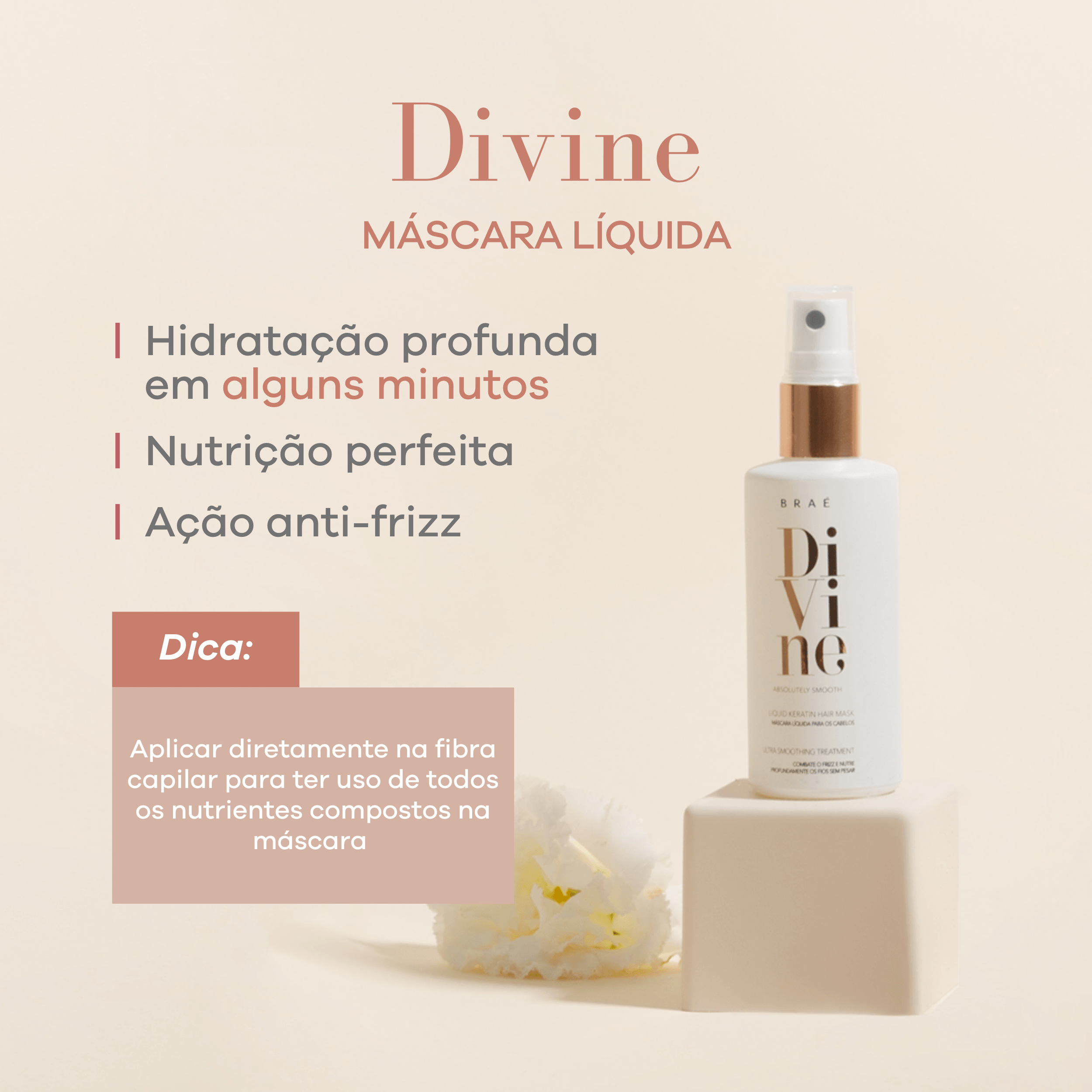 Braé Divine Máscara Líquida 60ml Hidratação Profunda e Nutrição Capilar