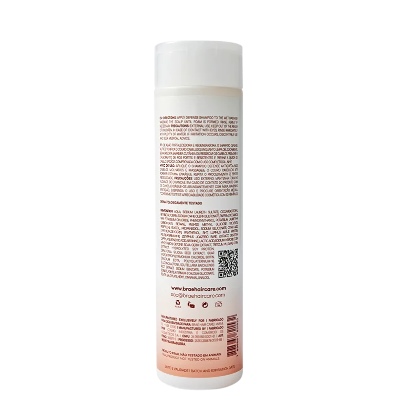 Braé Defense Shampoo Antiqueda 250ml Fortalecimento e Crescimento Capilar