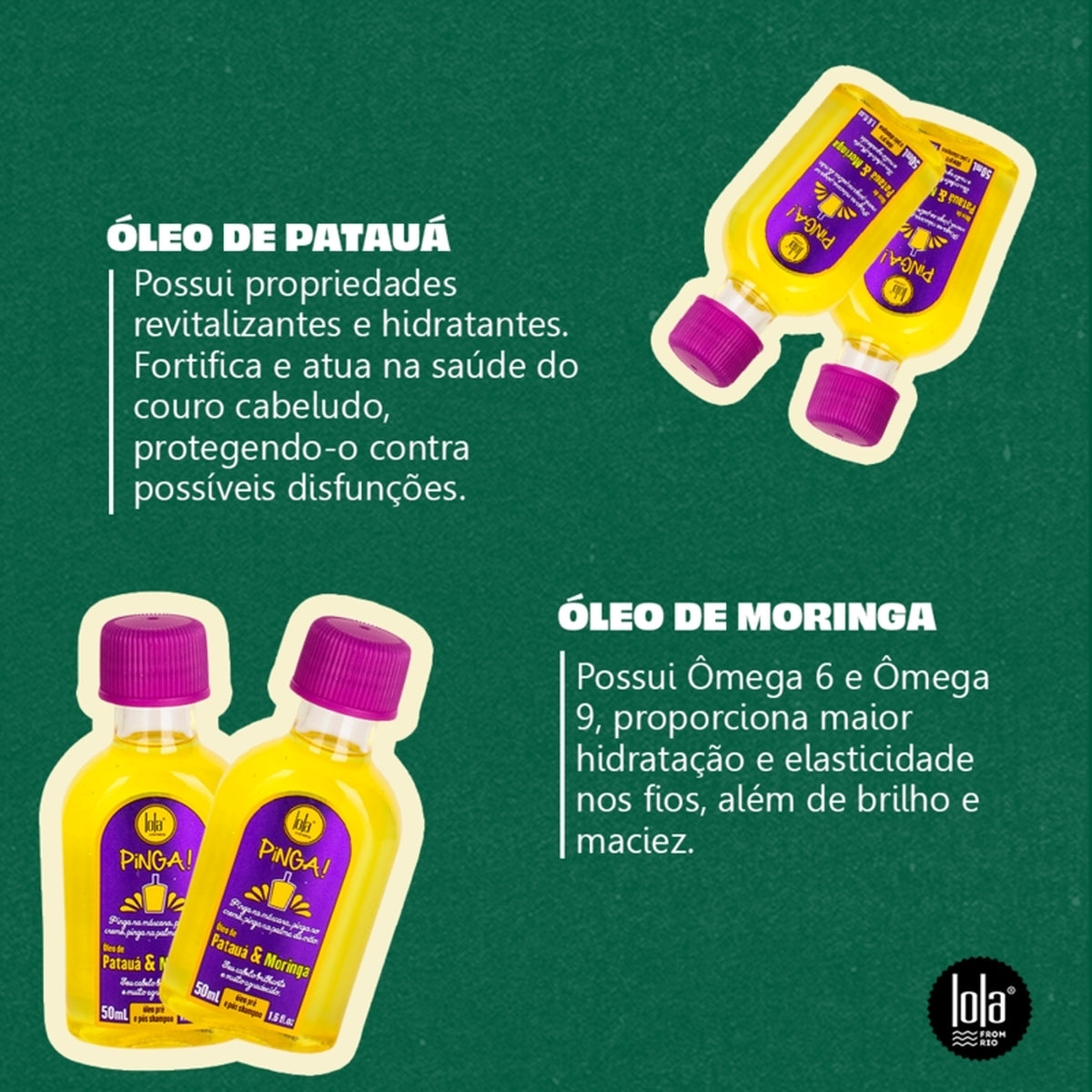 Óleo Pinga Lola Patauá e Moringa 50mL Hidratação e Brilho