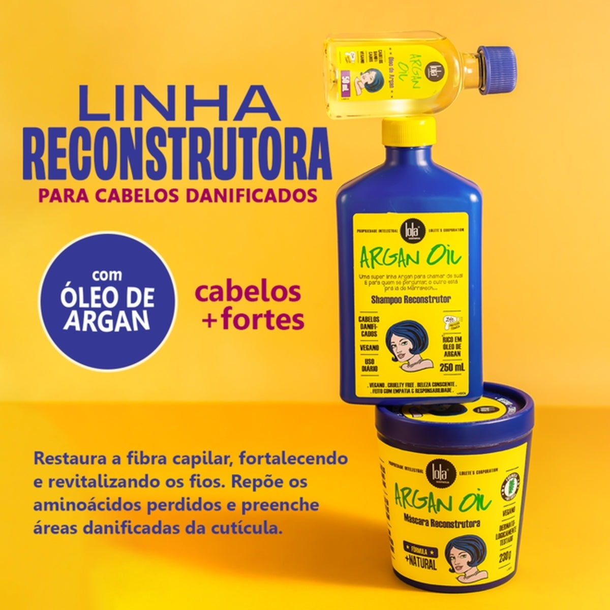 Óleo de Argan Lola 50mL Controle de Frizz e Proteção Térmica