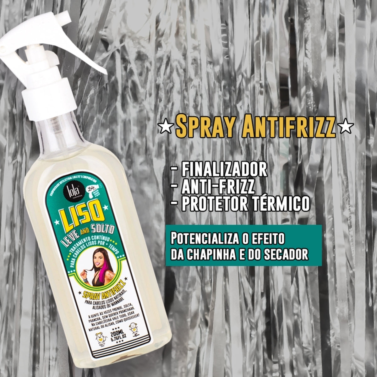 Spray Antifrizz Liso Leve e Solto Lola 200mL Efeito Liso Duradouro