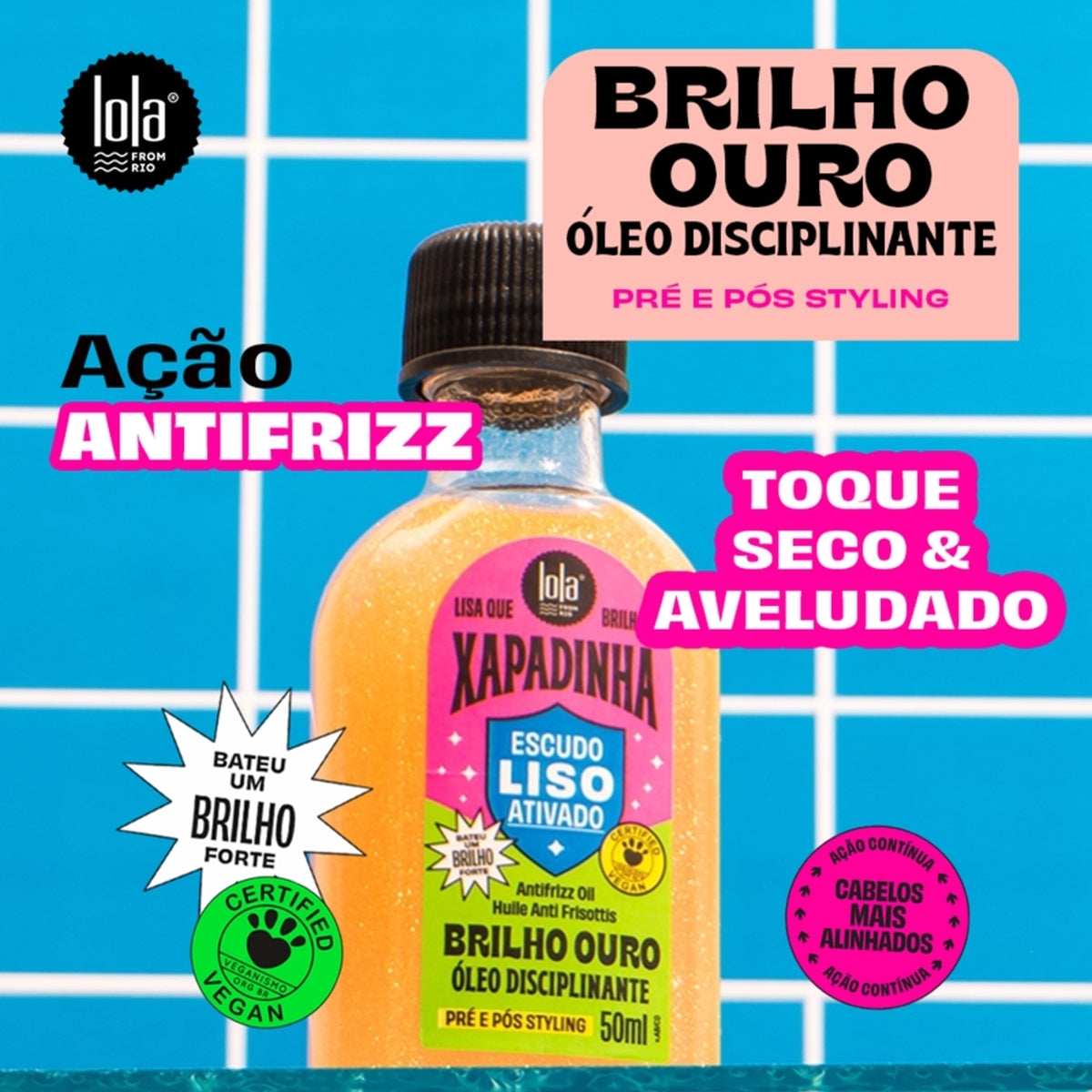 Óleo Disciplinante Xapadinha Lola 50mL Controle de Frizz e Proteção Térmica