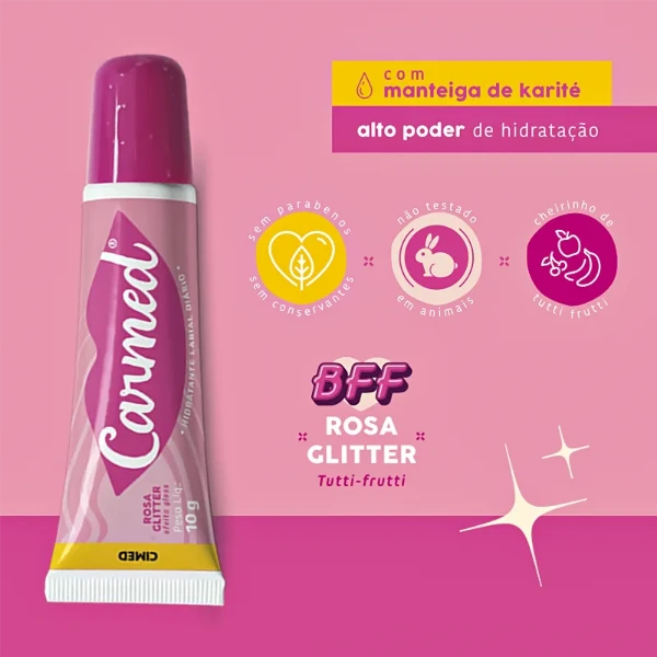 Hidratante Labial Cimed Carmed BFF Rosa Glitter