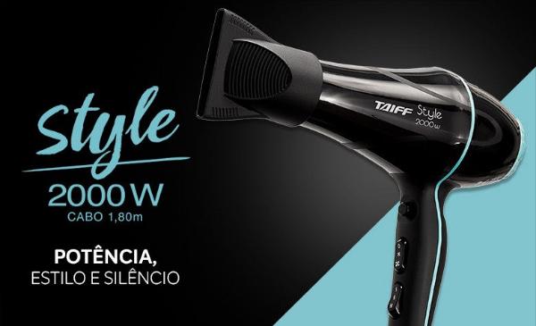 Secador de Cabelo Taiff Style Preto 2000W Motor Profissional e 2 Velocidades