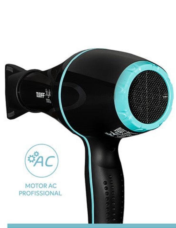 Secador de Cabelo Taiff Style Preto 2000W Motor Profissional e 2 Velocidades