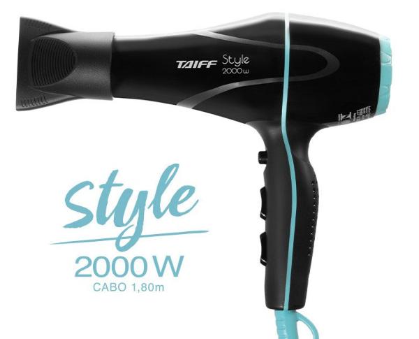 Secador de Cabelo Taiff Style Preto 2000W Motor Profissional e 2 Velocidades